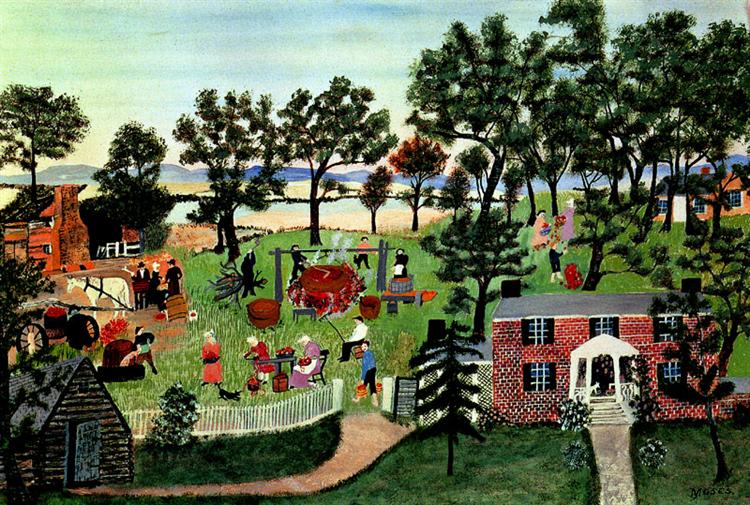Apple Butter Making by Grandma Moses: A Cozy Slice of Tradition