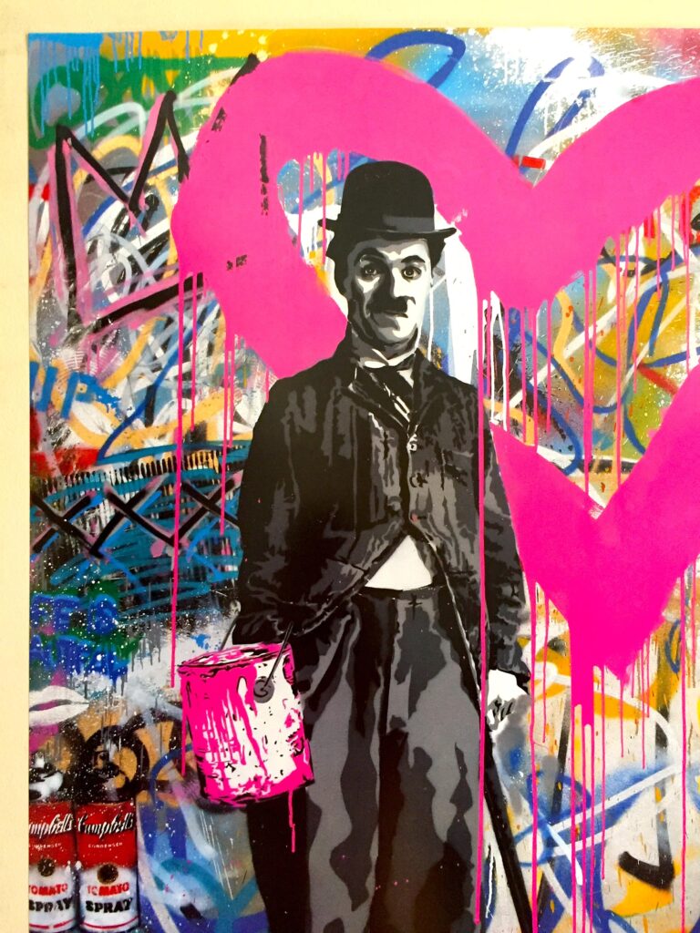 Exploring the Colorful Charlie Chaplin Pink by Mr. Brainwash