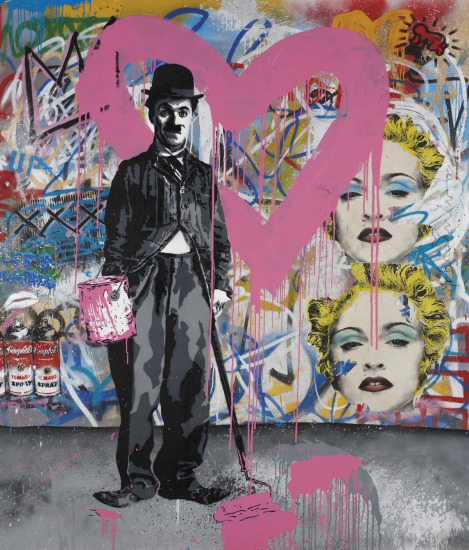 Exploring the Colorful Charlie Chaplin Pink by Mr. Brainwash