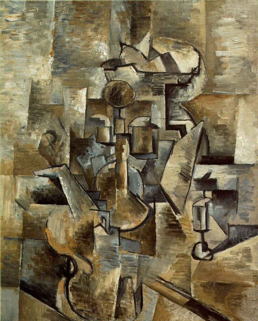 Violín y Candelabro por Georges Braque