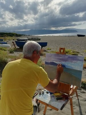 Luca Raimondi in the Studio: painting en plein air, midday