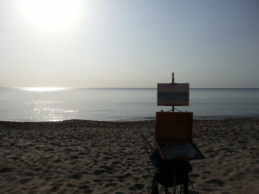 Luca Raimondi in the Studio: painting en plein air, end of the evening