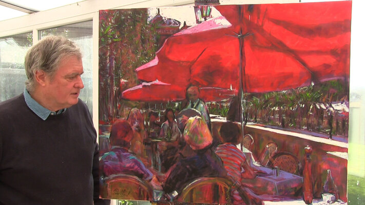 Peter Wood im Studio: The scale of  30 X 40 inch work