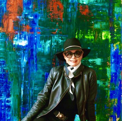 Catherine Timotei nello studio: XXI- Réflection bleu, Green, red and yellow-2015