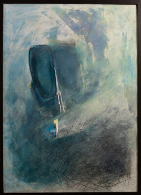 Daria Podemska en el estudio: one of my sold mixed media graphics