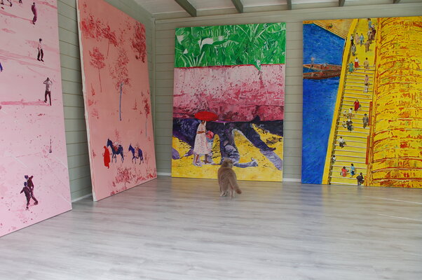 Sylvia Vandermeer in de studio: Im Gartenatelier, Foto privat