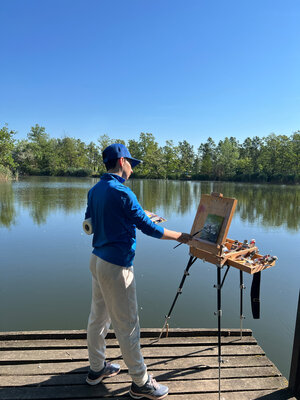 Bozhena Fuchs in the Studio: I spent a beautiful morning painting at this fishing lake in Kiskunmajsa üdülőfalu, Hungary.
