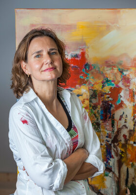 Sabina Bockemühl in de studio: .... der Fotograf Christoph Simon war im Atelier und hat mir "über die Schulter" geschaut..