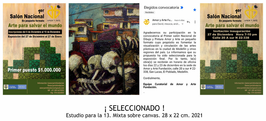 Didier Franco im Studio: Seleccionado para participar en el primer salón nacional en pequeño formato de  AMOR Y ARTE FUNDACION