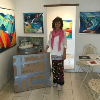Janni Nyby in the Studio: Lovely when a painting has been sold and is ready to be sent to the buyer - from my gallery