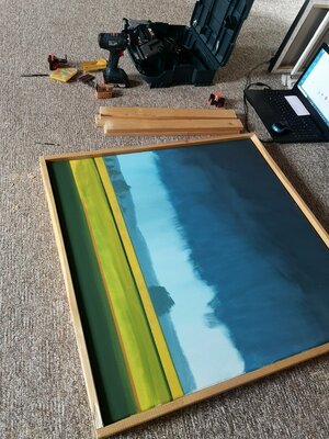 Kai Hoge en el estudio: working on a self made frame