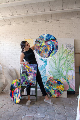 Alexia López Sosa in the Studio: Showing my newest abstract collection inspired by rainbows!