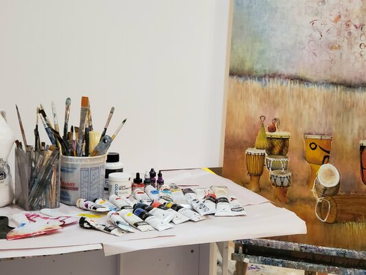 Judy Mintze in the Studio