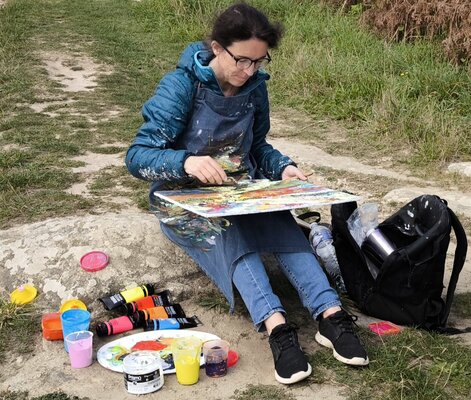 Nathalie Jaguin en el estudio: Plein air painting sur l'île de Batz