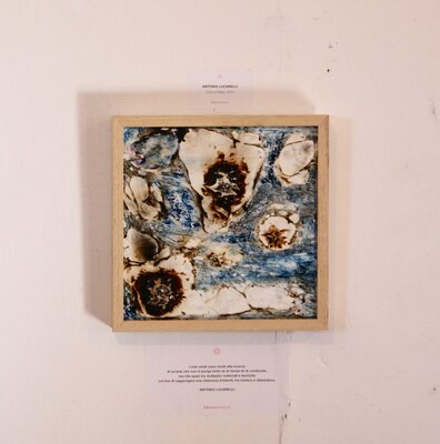 Antonio Lucarelli nello studio: Un mio quadro esposto a Castel dell'ovo
