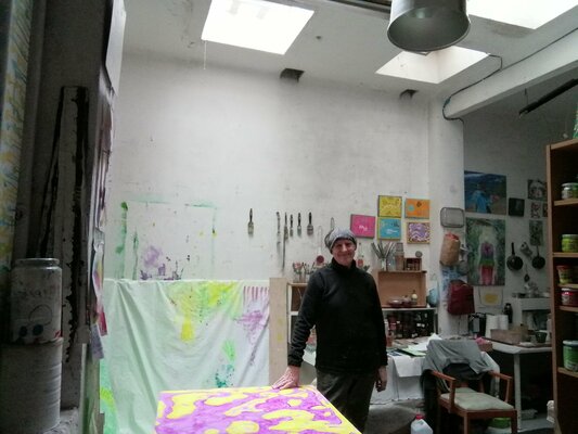 JOAN PARRAMON dans le studio: Otro rincón del taller con obra en proceso. 2021