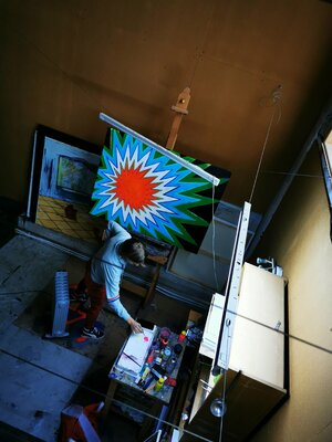 Anastasiia Dashkevych in de studio: This was my studio on Goa, where i work in winter