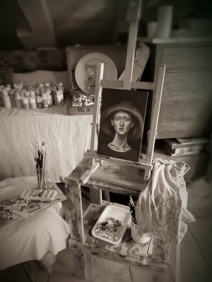 Enrica Toffoli in the Studio: "Donna con il cappello" , finita !