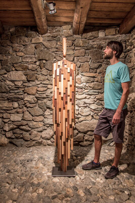 Manfred Hellweger in the Studio: exhibition Gallery Rechelerhaus in Ladis