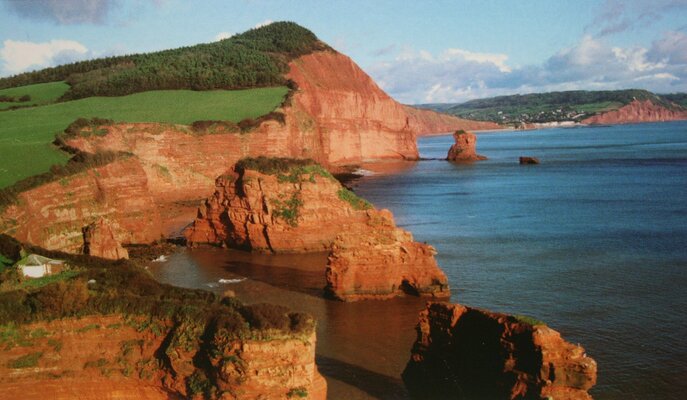 Peter Goodhall in the Studio: The building in the lower left of this photograph was for 25 years my studio. Quite an idyllic location and so it's not surprising that much of my work focuses on the sea.