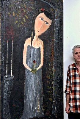Matthias Lupri in de studio: Matthias with "Elle Sophia's Grotto" - (SOLD)