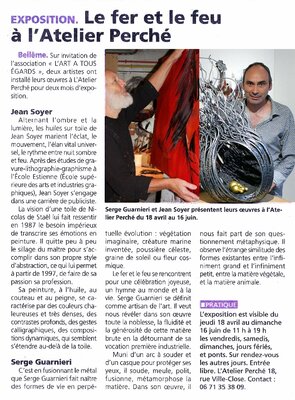Jean Soyer im Studio: EXPOSITION à la Galerie "Atelier Perché" à Bellême dans le Perche