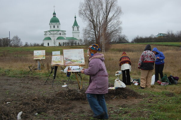 Aleksandr Breskin nello studio: Classes oil on canvas in the open air 2012, October.
