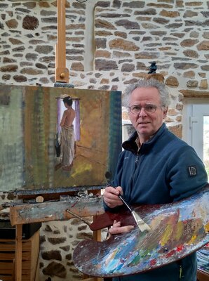 James MacKeown im Studio: Une nouvelle toile.