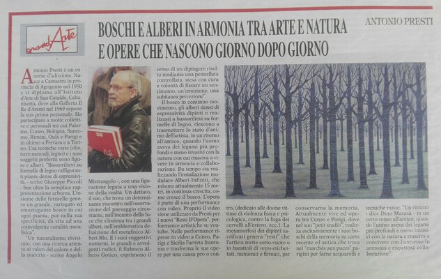 Antonio Presti in de studio: Articolo  del 13 febbraio 2015 sul settimanale "LA GUIDA" di CUNEO
