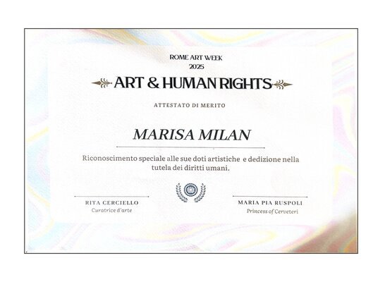 Marisa Milan in the Studio: Riconoscimento in nome dell' Arte e Diritti Umani Palazzo Ruspoli Roma