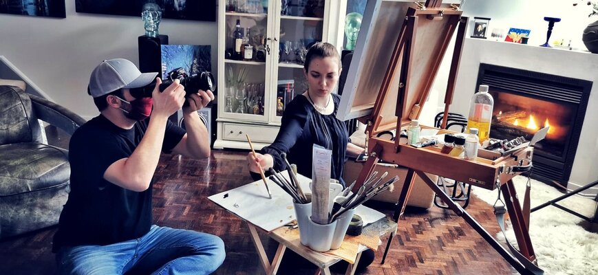 Ruslana Levandovska in the Studio: Behind the scenes of a "Nocturne" video, showing the process of a new work available soon!