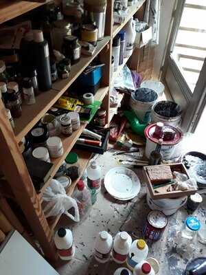 Odile CARITEAU en el estudio: Un peu de matériel dans l'atelier