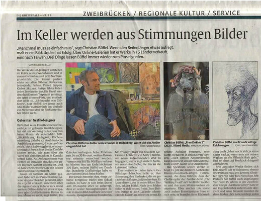 Christian Büffel nello studio: Rheinpfalz Zeitungsartikel vom 14. Januar 2022