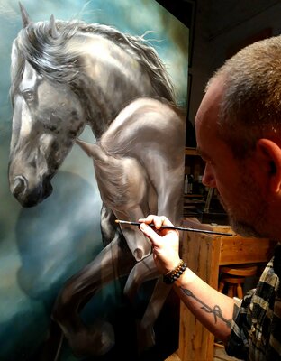 Fabien Petillion en el estudio: Peinture à l'huile,  travail à l'atelier