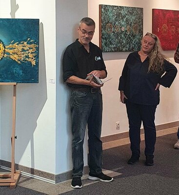 Jörg "Yogi" Schäfer in de studio: Vernissage "Neue Impulse" - mit meiner Partnerin Kerstin Franz (auch hier bei singulart zu finden)  www.art-franz.de