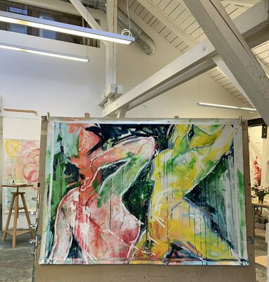 Claudia Seiler in the Studio: almost finished....  "bodytalk" oder "an der Buhne II"
