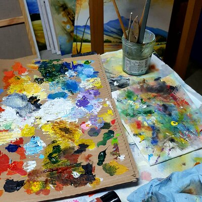 Eric Bruni in de studio: Palette de peinture