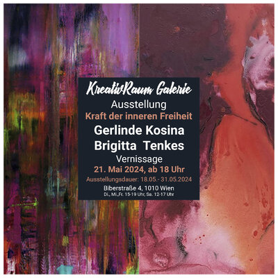 Gerlinde Kosina dans le studio: herzliche einladung ausstellung in wien 1010 biberstrasse  4 -  bis 31.5.2024