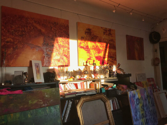 Gerlinde Kosina dans le studio: herbstlicht.  im atelier 6.11.2021-  fast ein neues bild