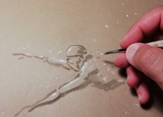 Alessandro Piras nello studio: Little sketches are so immediate and fascinating to me...