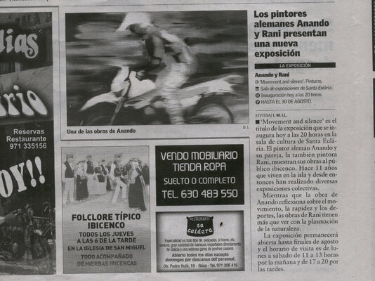 Anando Arnold in the Studio: Ausstellung auf Ibiza, Artikel aus "Diario de Ibiza"