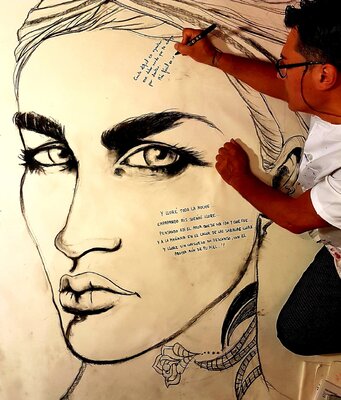 Franck Sastre im Studio: Quand en peinture je suis envahie non seulement par le ressenti de ta peinture mais par les mots liés aux valeurs...