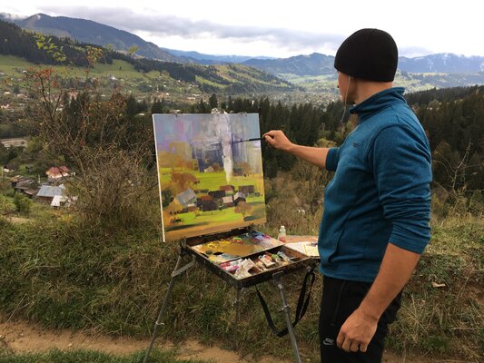 Andrii Kovalyk nello studio: On the plain air in Carpathians Mountains