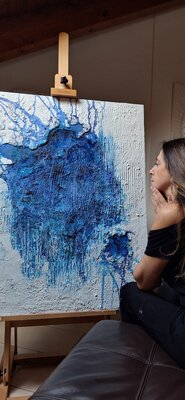 CLAUDIA AMADESI in the Studio: Io e Mare Artico, prima di imballare l'opera da spedire a Milano