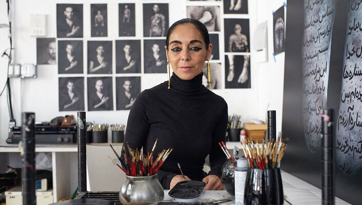 Shirin Neshat in the Studio