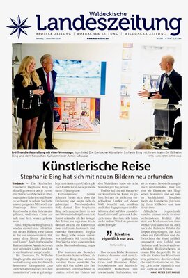 Stephanie Bing in de studio: Der hessische Kultusminister Armin Schwarz eröffnet die große Einzelausstellung von Stephanie Bing