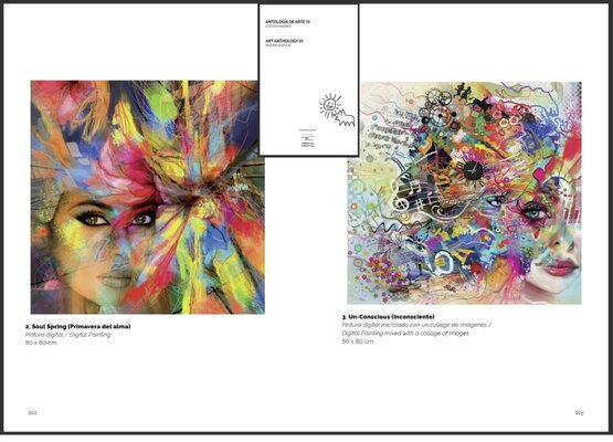 Simona Elia dans le studio: My art in the ART ANTHOLOGY BOOK BY THE PRESTIGIOUS INTERNATIONAL GUTO AJAYU CULTURE (Guto Ajayu has exhibited internationally at venues such as the Venice Biennale, the National Museum of Art in Bolivia, the Tambo Quirquincho Museum, the Ducal Palac