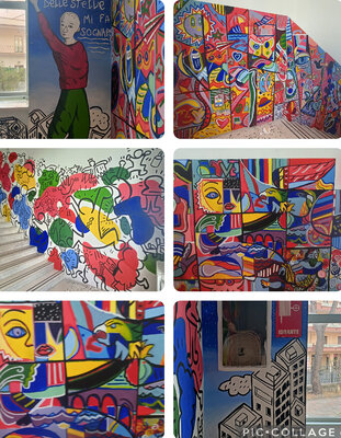 Rosario Annunziata im Studio: Il murales è stato realizzato in collaborazione con istituzioni pubbliche per promuovere l'inclusione .