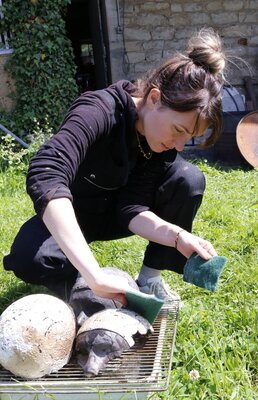Morgane Lemaire en el estudio: Vue d'atelier - cuisson raku