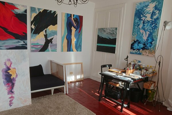 Klaus Feuchtinger in de studio: Atelier des Künstlers in Brezzo di Bedero, Italien